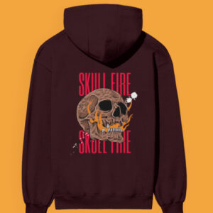 Skull Fire 100% Cotton Hoodie – Heavyweight Unisex Brushed Fleece