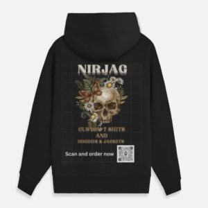 Edgy Skull Floral Unisex Zip Hoodie – Premium 400 GSM Cotton Blend | Nirjag Custom Streetwear