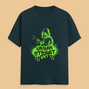 Unisex Urban Street Art T‑Shirt | Neon Green Graffiti Graphic Tee | 100% Cotton 180 GSM Regular Fit Black T‑Shirt