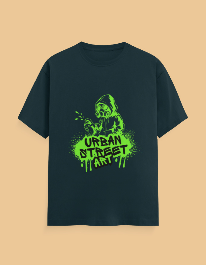 Unisex Urban Street Art T‑Shirt | Neon Green Graffiti Graphic Tee | 100% Cotton 180 GSM Regular Fit Black T‑Shirt